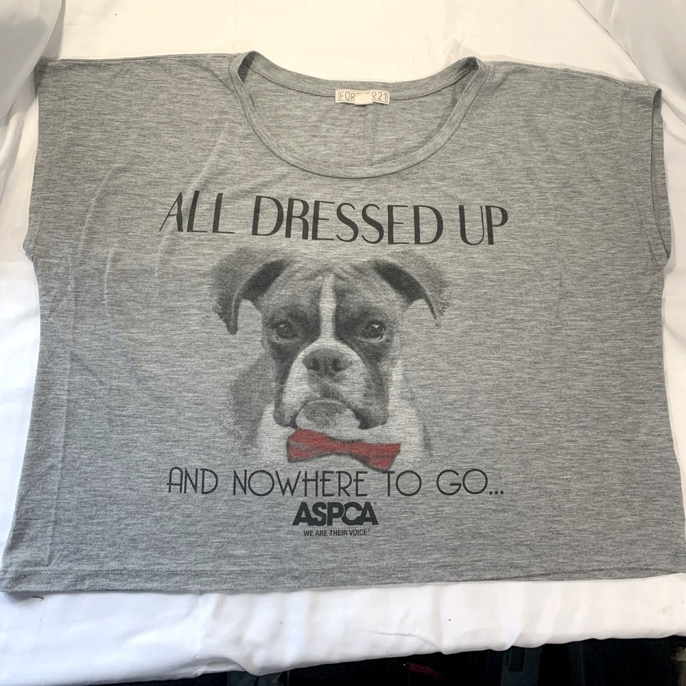 *CUTE* Forever 21 Gray ASPCA “Boxer” Tee Shirt